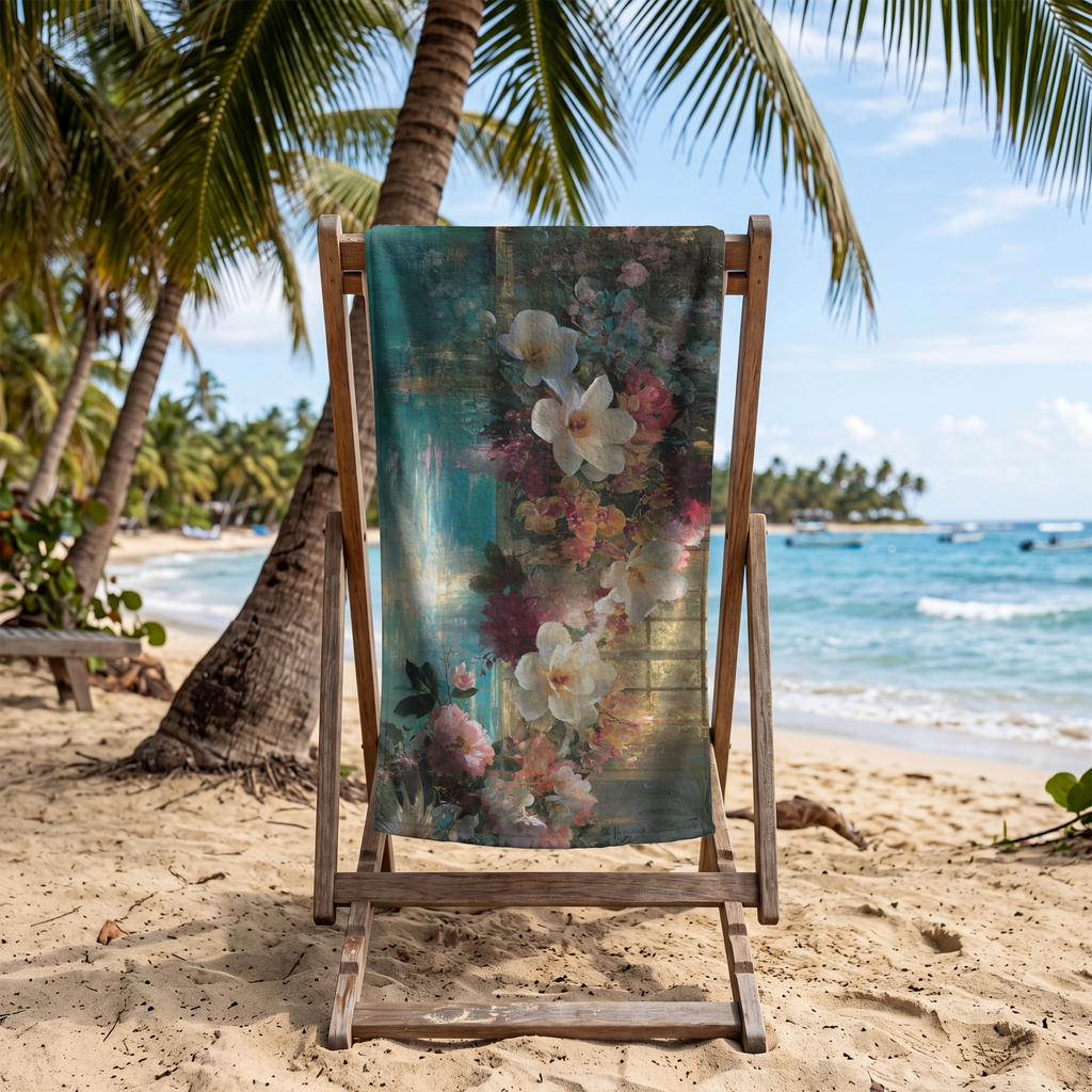 Personalized Botanical Floral Towel with Custom Name