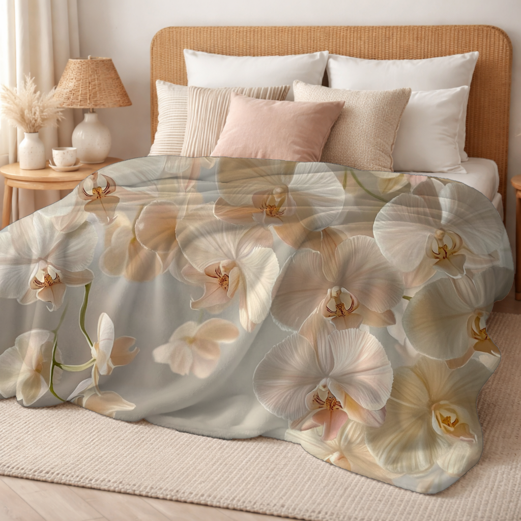 Personalized Orchid Hideaway Sherpa Blanket with Custom Name
