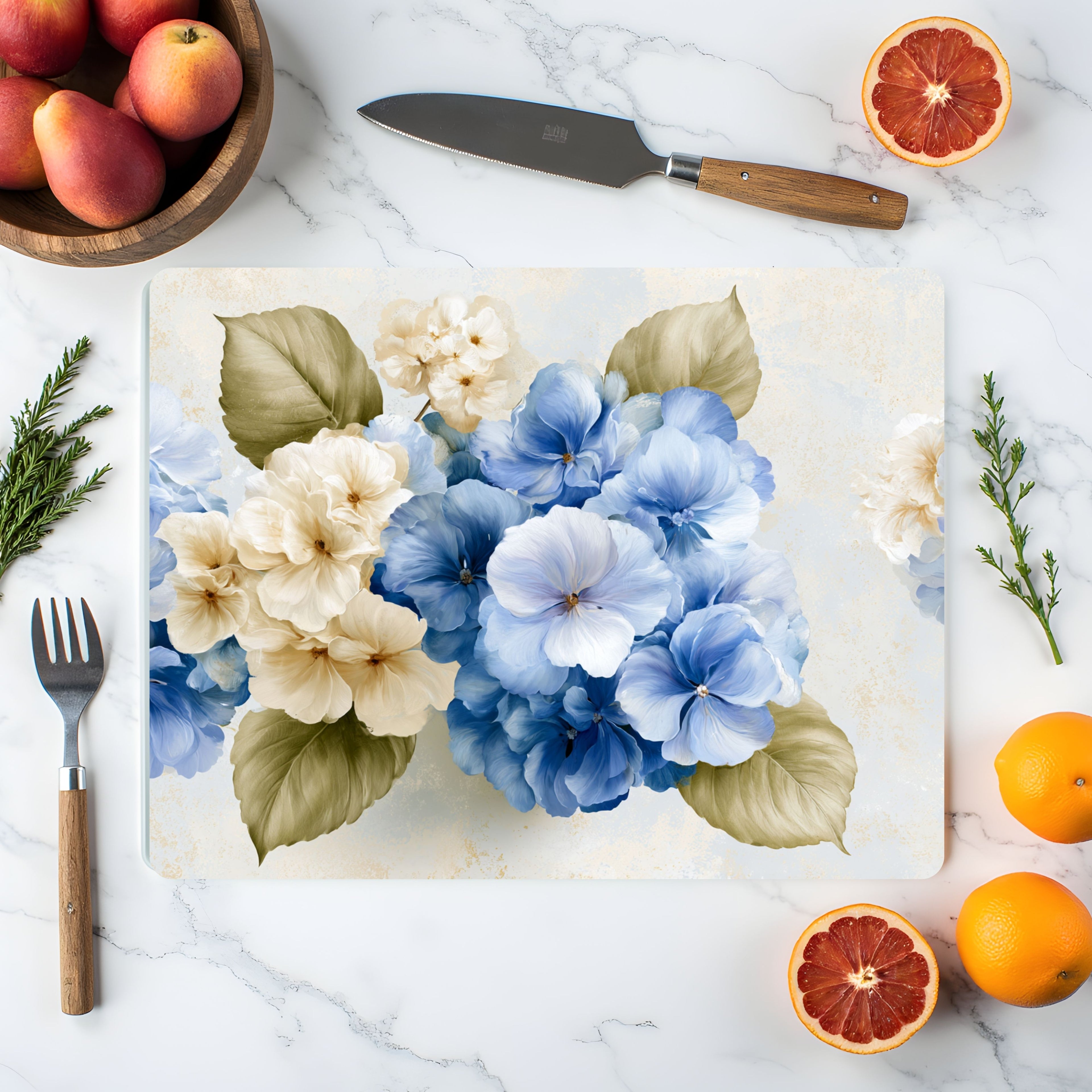 Hydrangea Harvest Glass Display Board Customized for Charming Cottage Entertaining