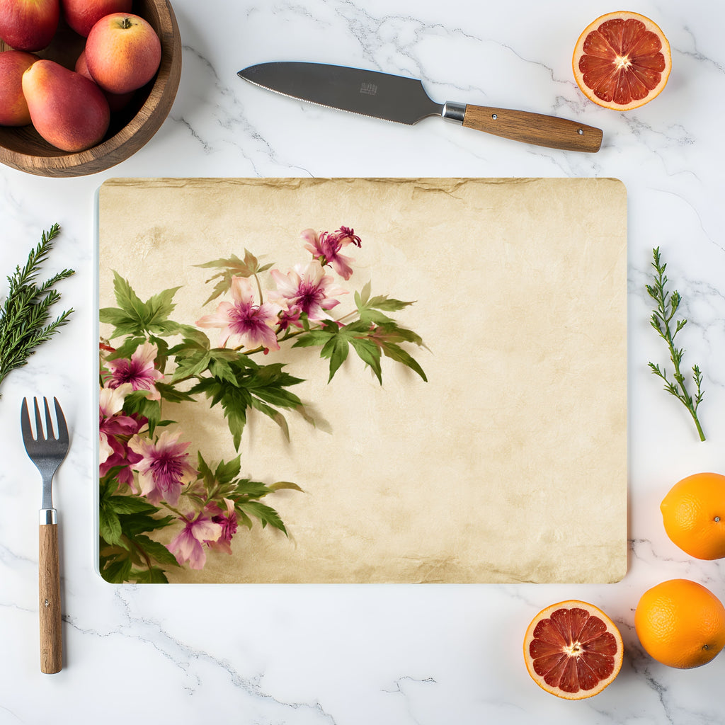 Japanese Anemone Glass Cutting Board Personalized for Graceful Garden Kitchens