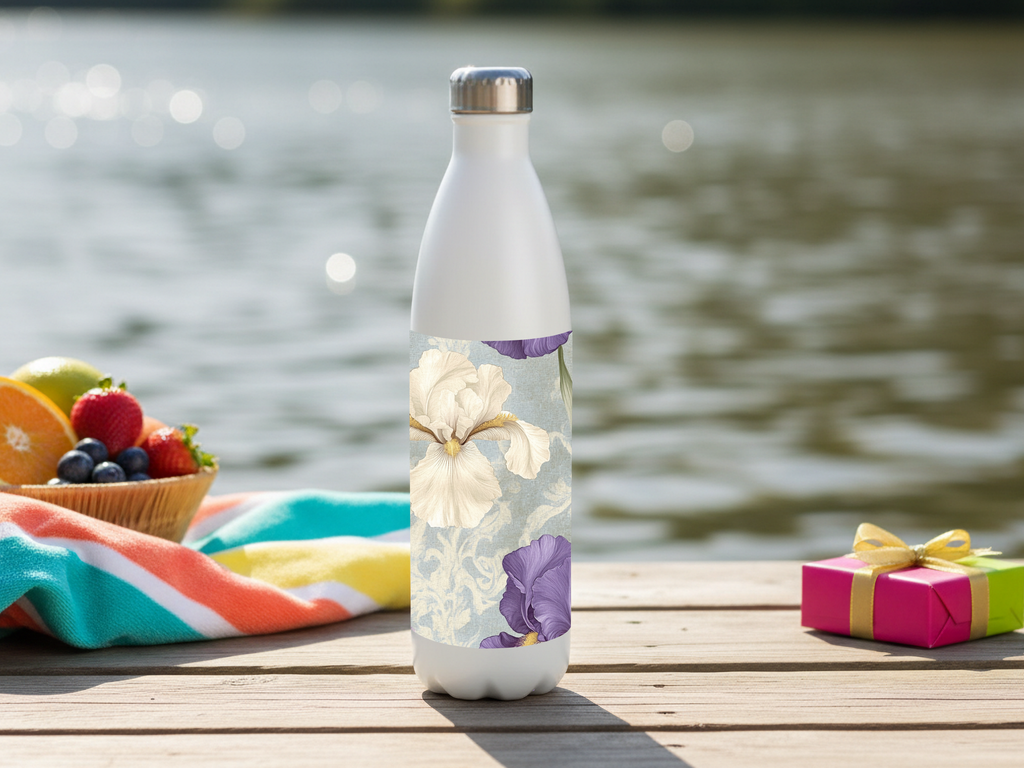 Personalized Garden Bloom Water Bottle with Custom Name Botanical Design