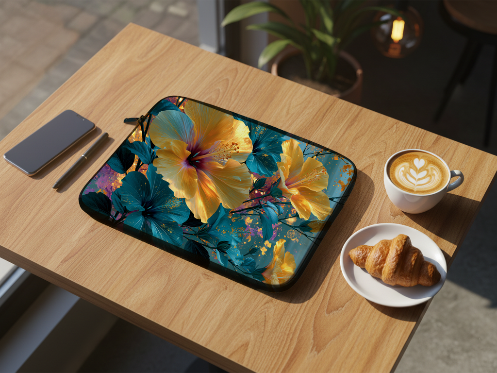 Custom Hibiscus Floral Laptop Sleeve for Nature Lovers
