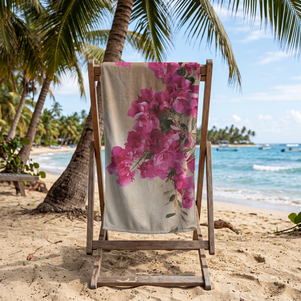 Personalized Floral Bathroom & Beach Towel with Name
