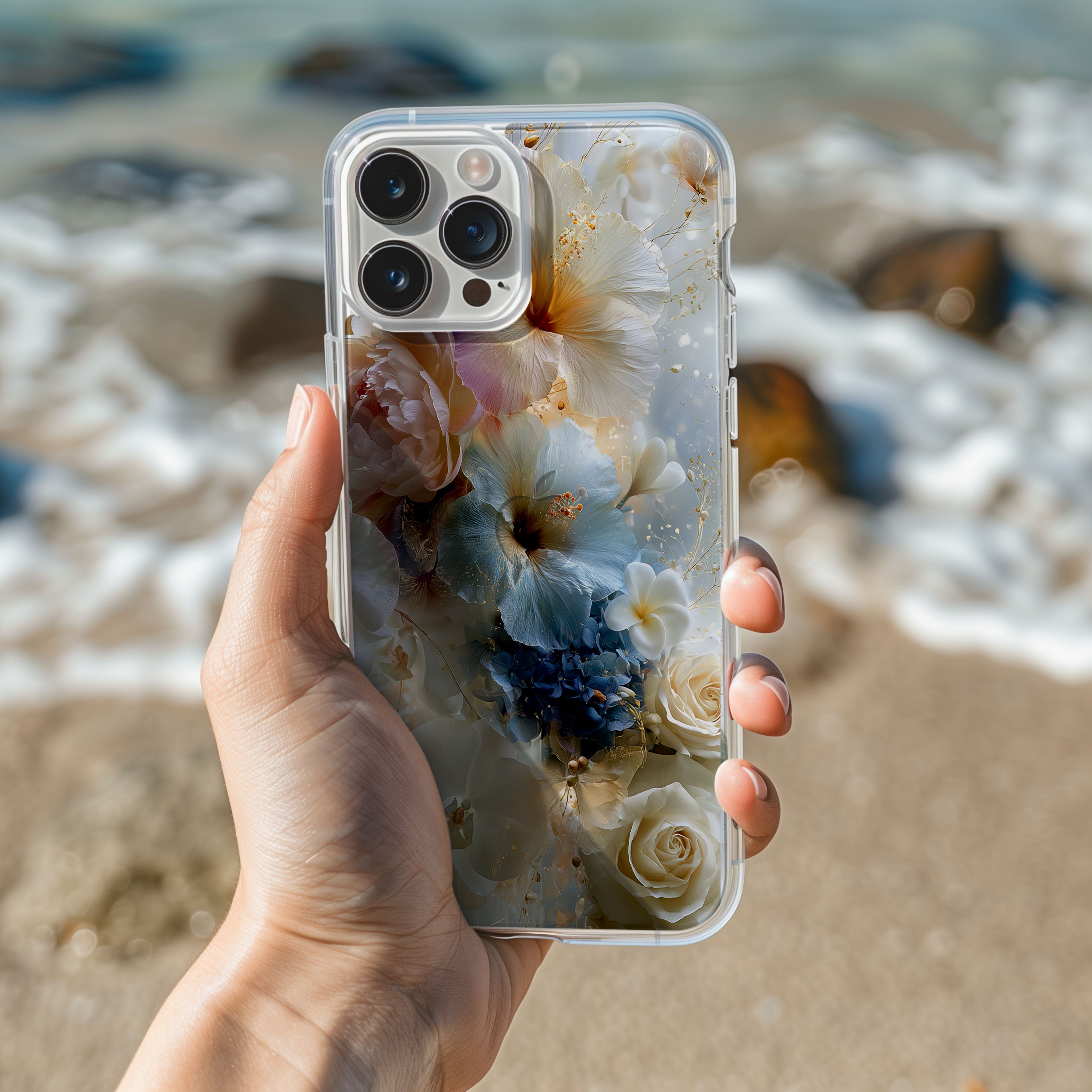 Personalized Hawaiian iPhone Case with Custom Name & Floral Designer Cover