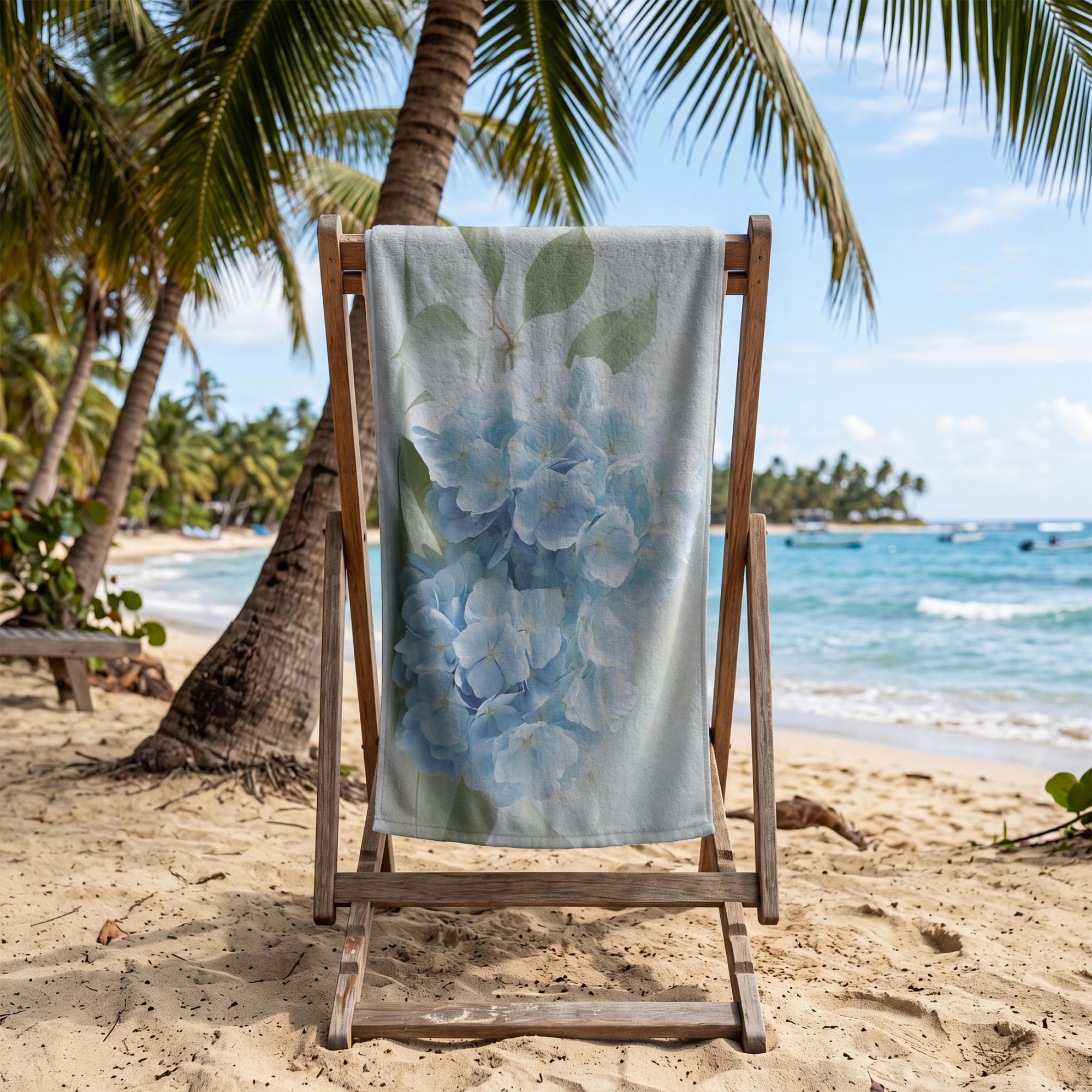 Custom Name Botanical Beach Towel with Floral Design