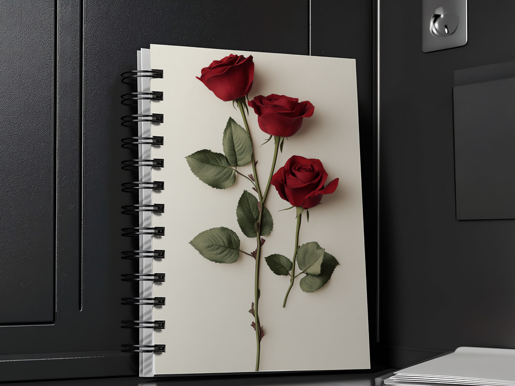 Romantic Rose Spiral Notebook Personalized for Moonlit Garden Letters