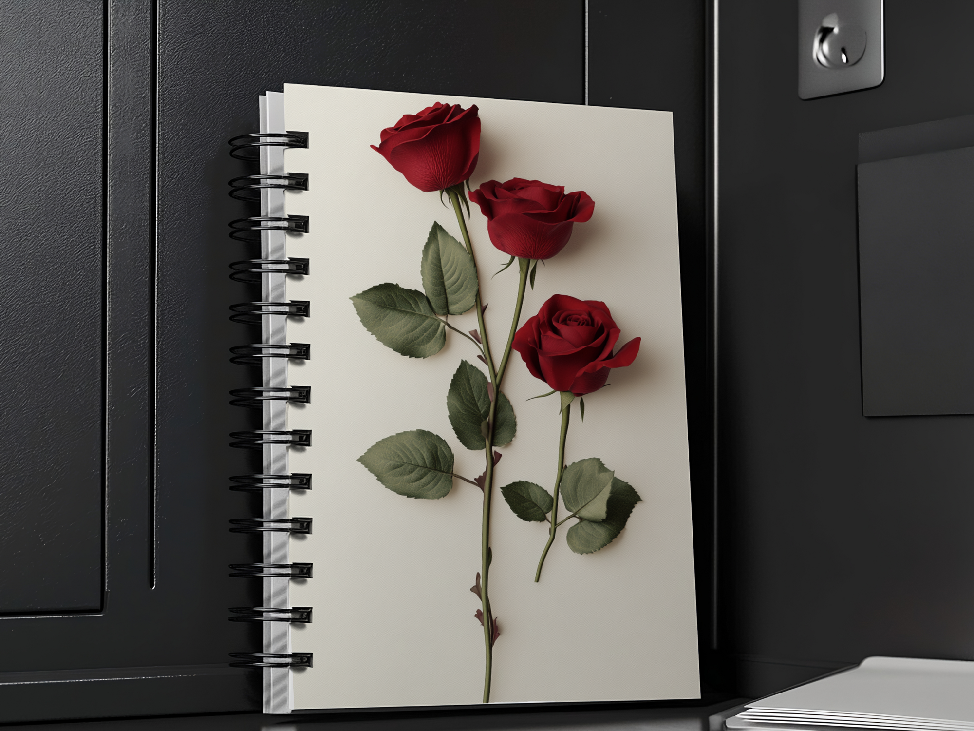 Romantic Rose Spiral Notebook Personalized for Moonlit Garden Letters