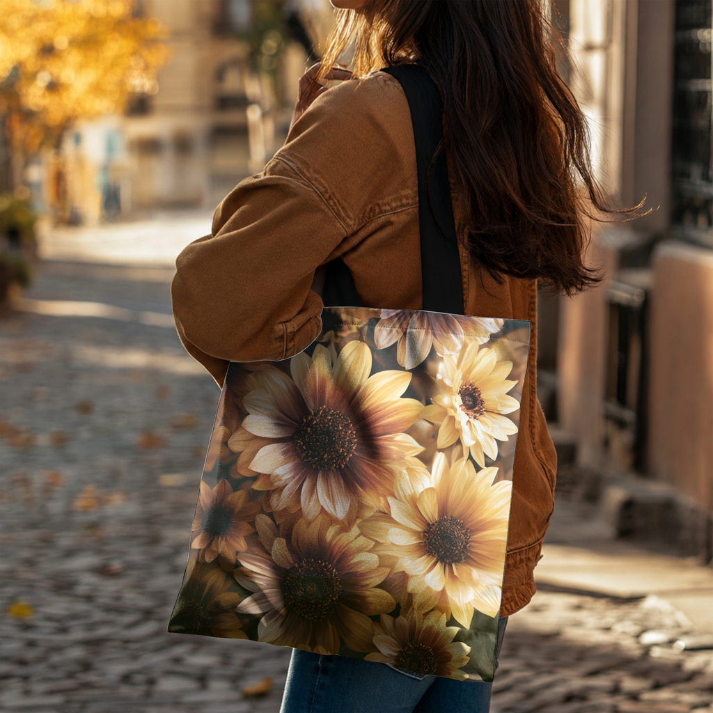 Personalized Flower Market Tote Bag with Custom Name for Shopping & Daily Carry