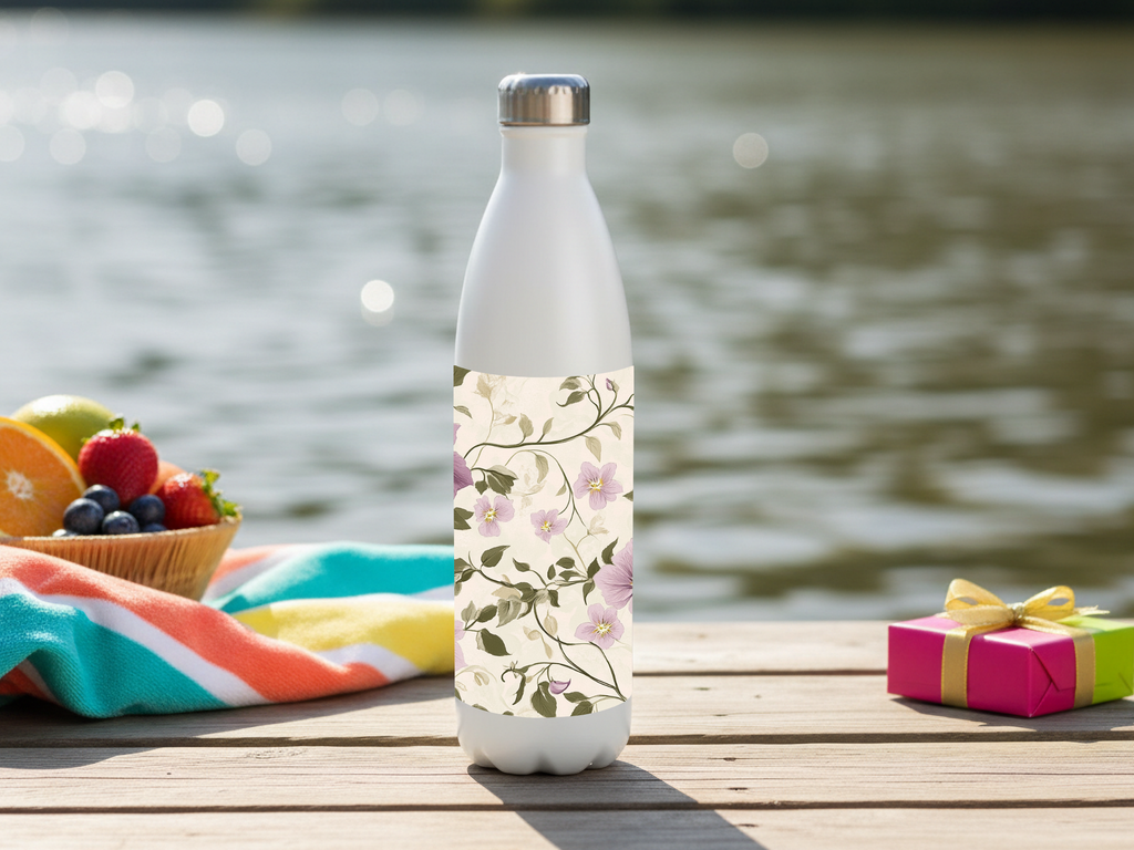 Clematis Vine Retreat Water Bottle with Personalized Name