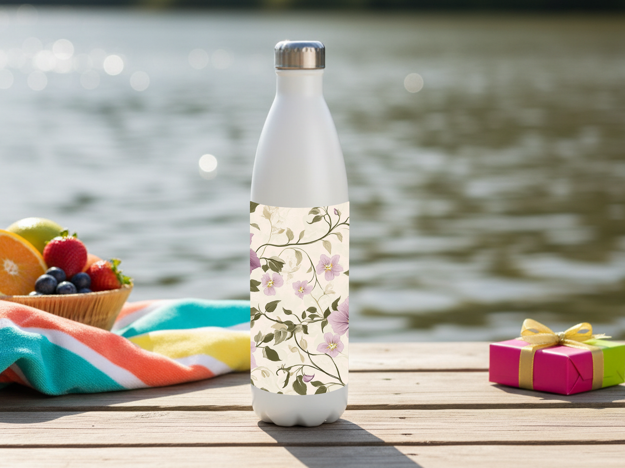 Clematis Vine Retreat Water Bottle with Personalized Name