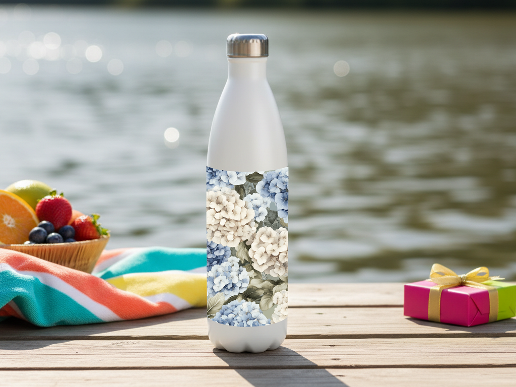 Custom Hydrangea Water Bottle Personalized for Floral Lifestyle Enthusiasts