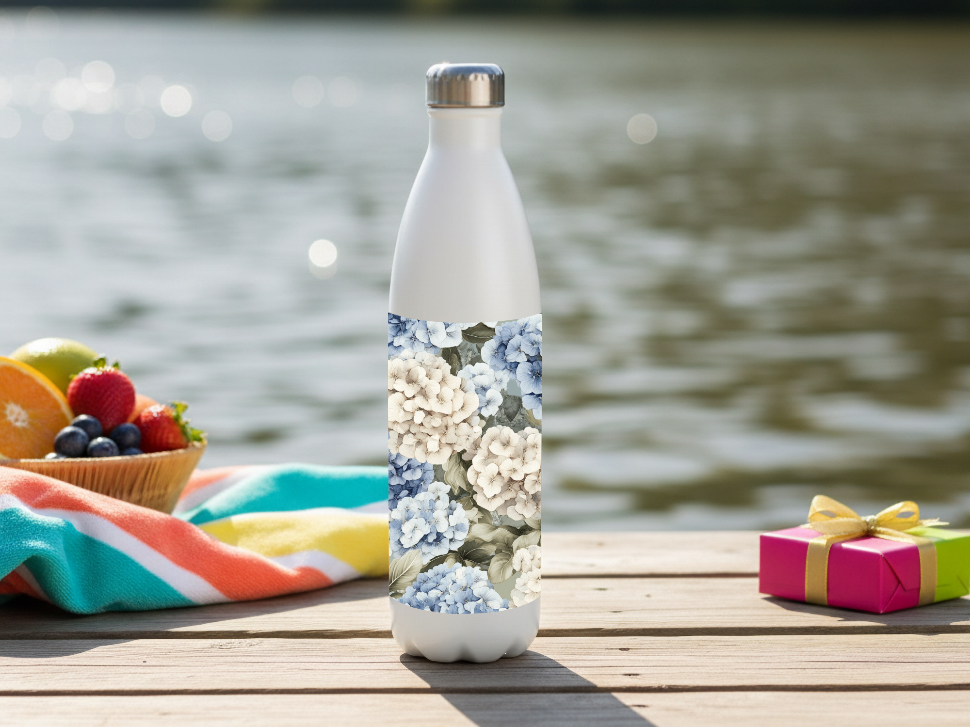 Custom Hydrangea Water Bottle Personalized for Floral Lifestyle Enthusiasts