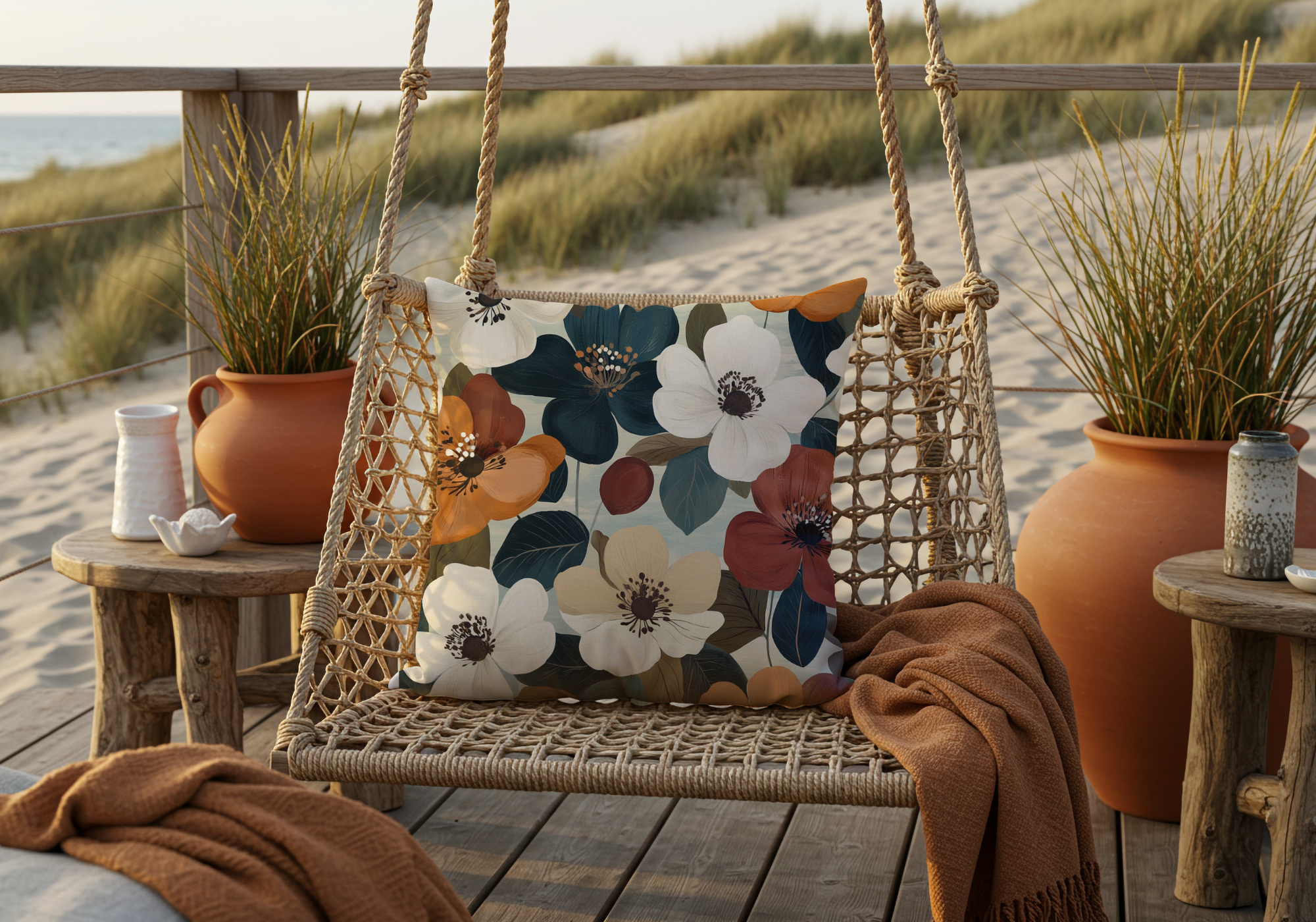 Personalized Anemone Bloom Pillow with Custom Name