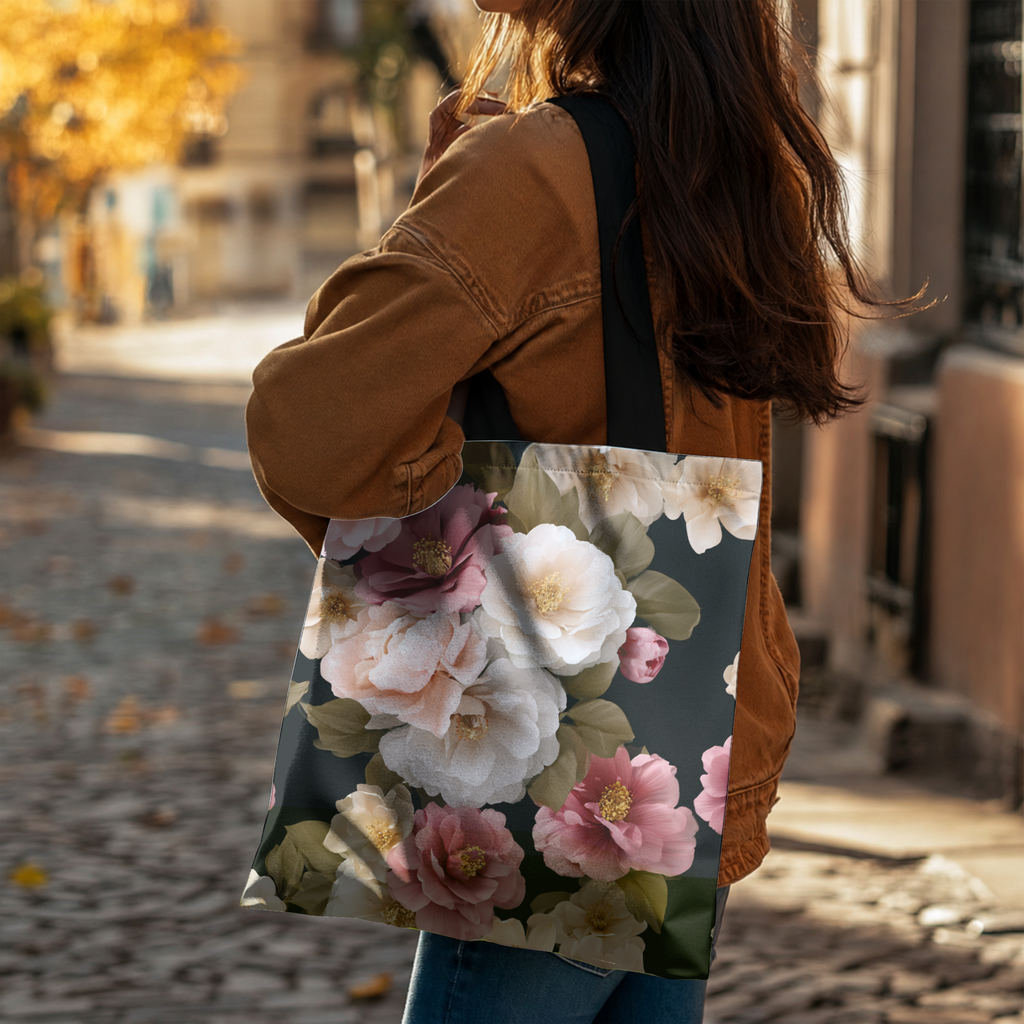 Custom Botanical Tote Bag with Personalized Name for Shopping, Travel & Daily Carry