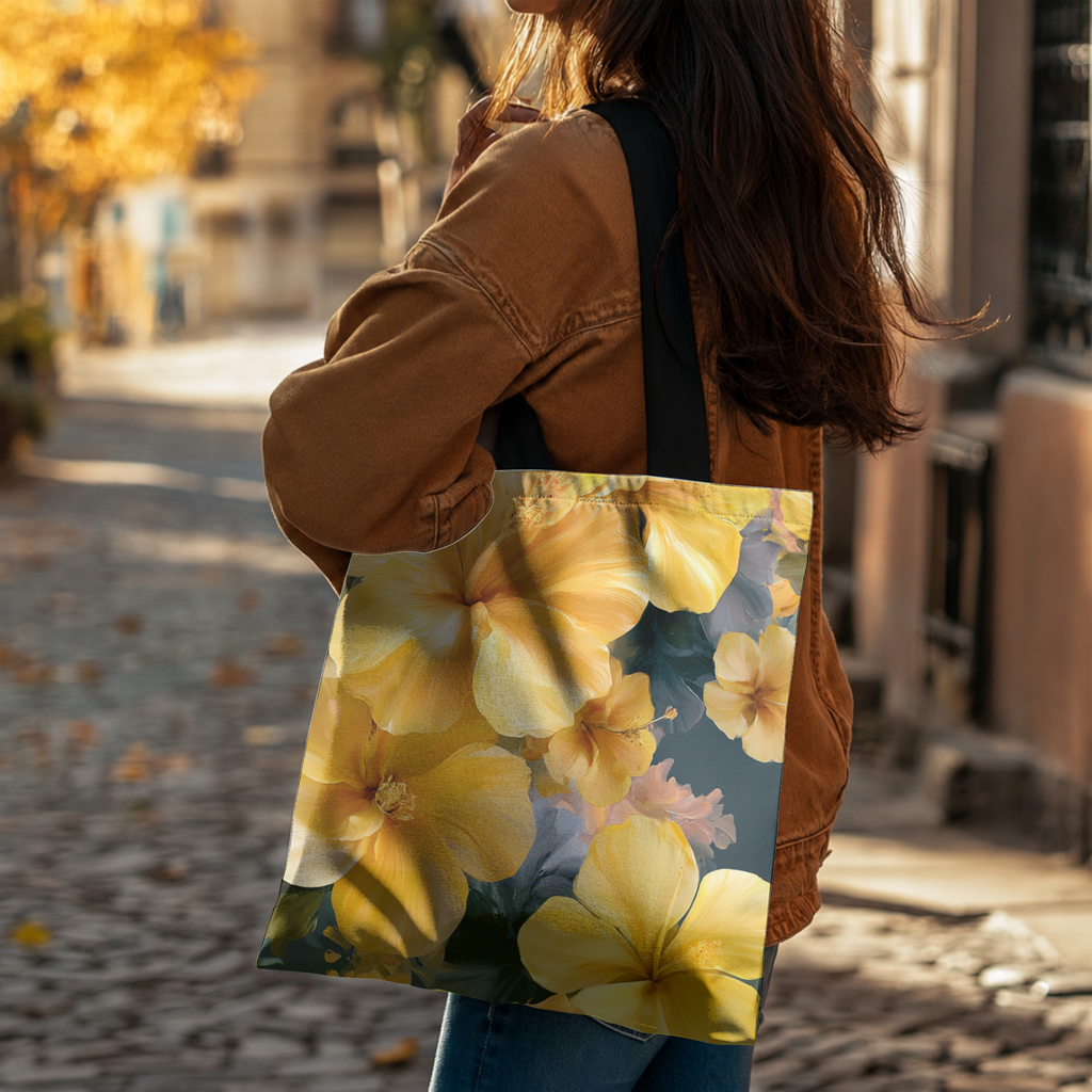 Custom Botanical Market Tote with Personalized Name for Shopping, Travel & Everyday Carry