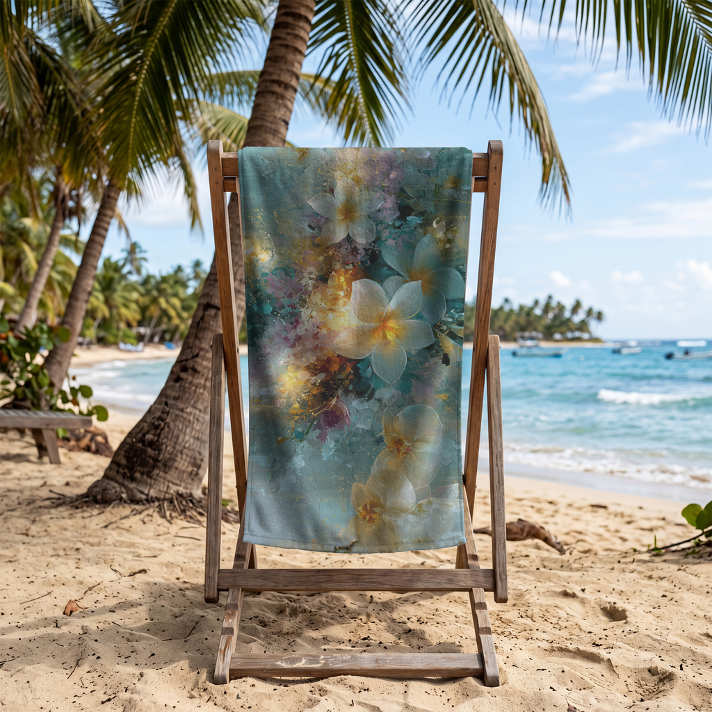 Personalized Garden Floral Beach Towel with Custom Name