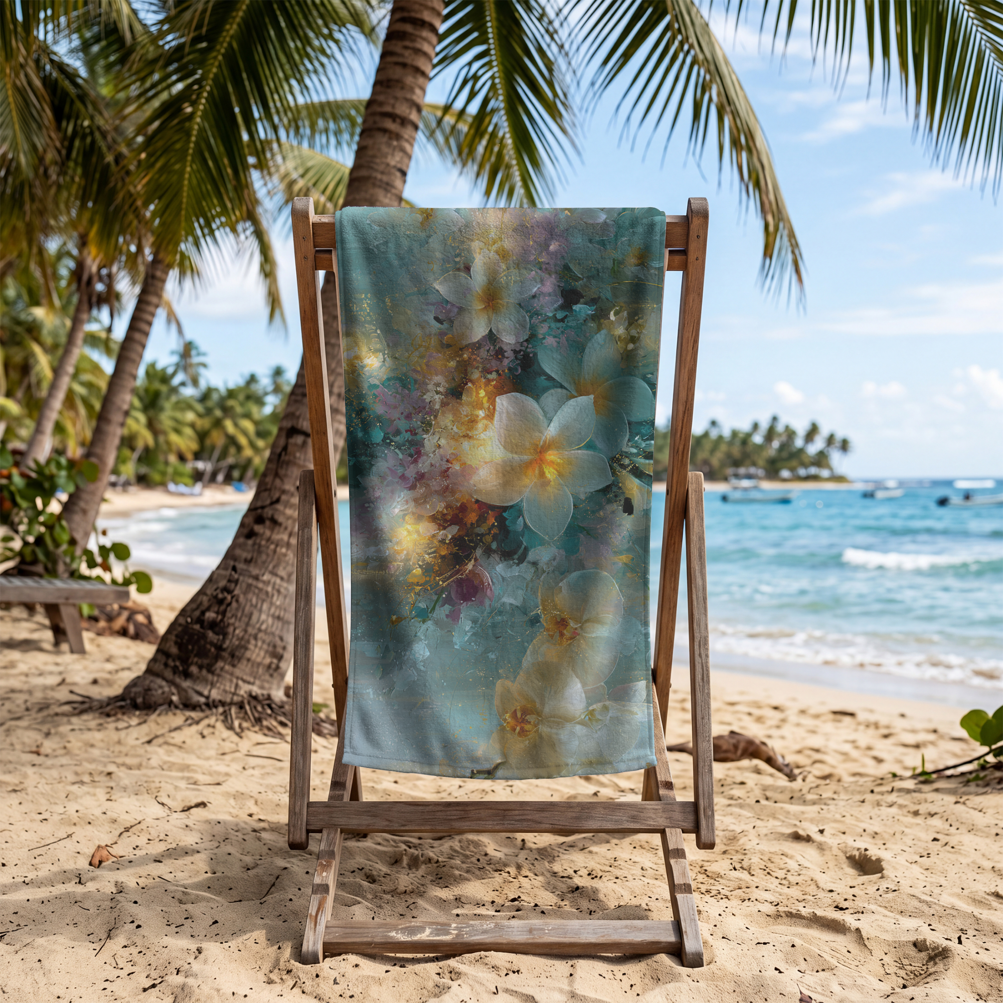 Personalized Garden Floral Beach Towel with Custom Name