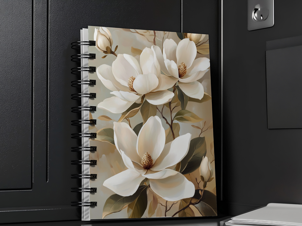 Magnolia Spiral Notebook Personalized for Southern Garden Inspirations