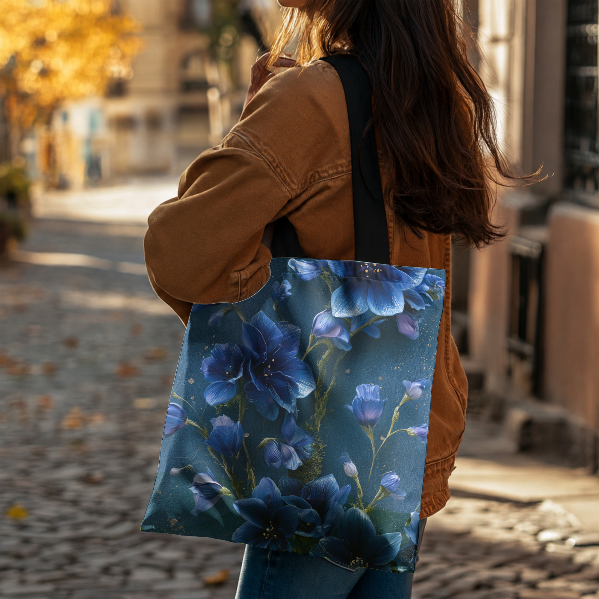 Custom Floral Market Carryall with Personalized Name for Shopping & Travel