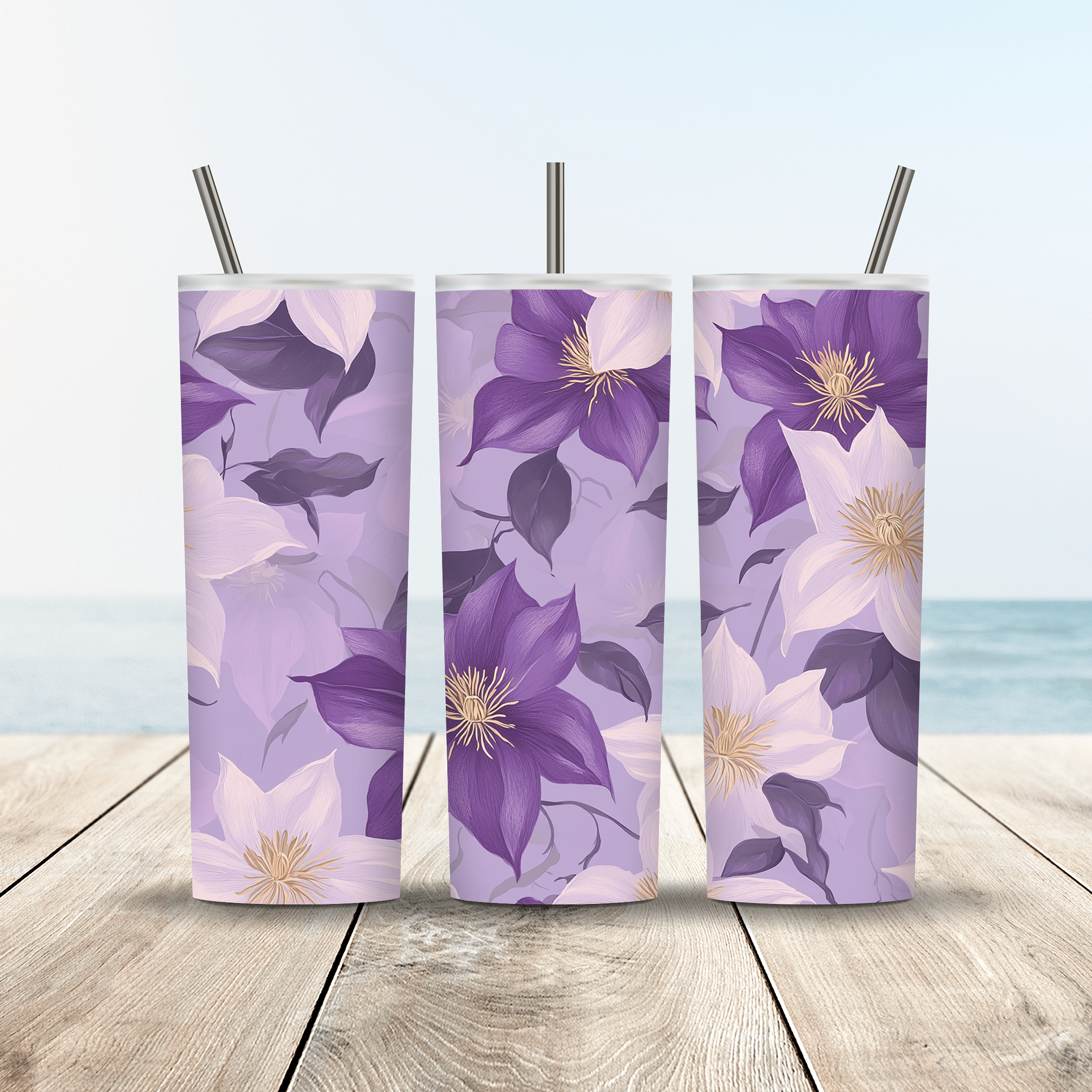 Personalized Petal Meadow Stainless Steel Tumbler with Custom Name