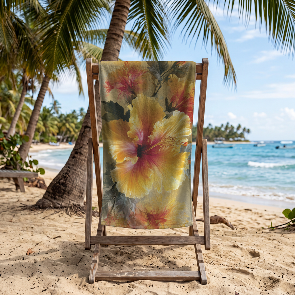 Personalized Floral Beach Towel with Botanical Design