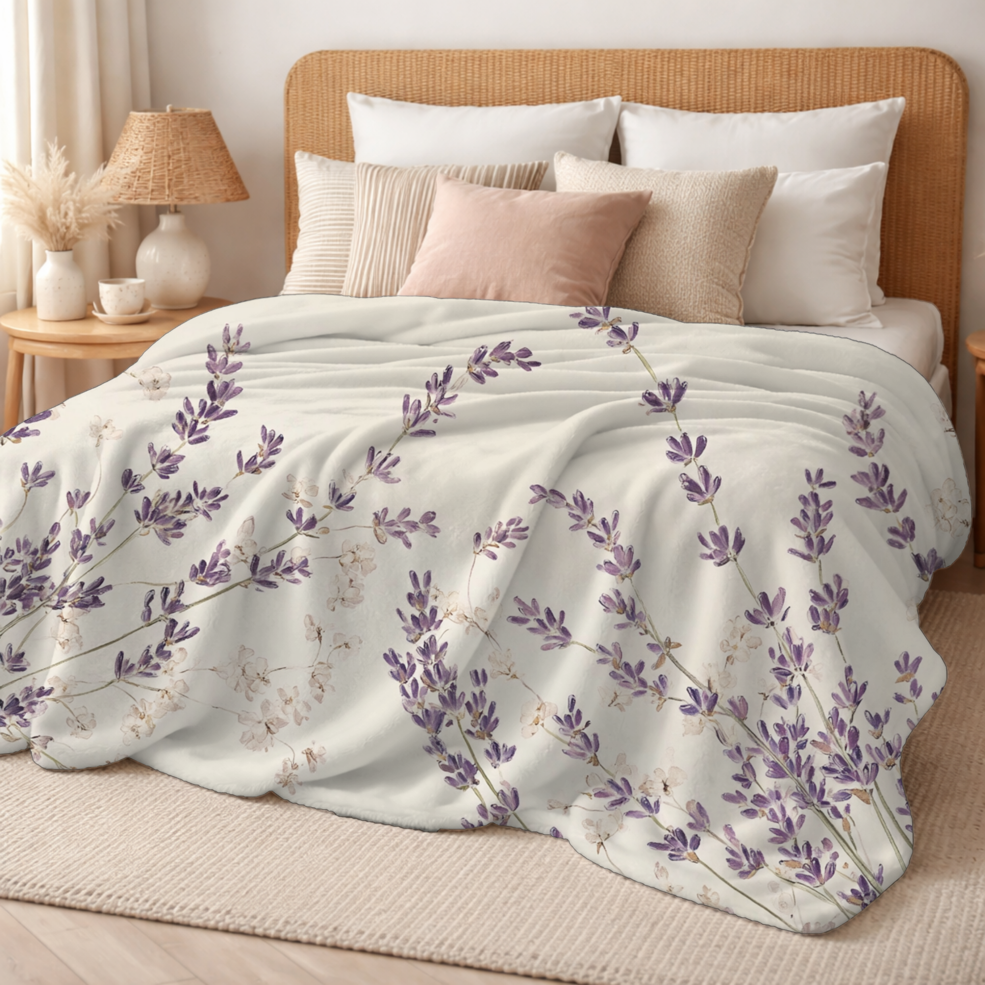 Personalized Lavender Garden Sherpa Blanket with Custom Name