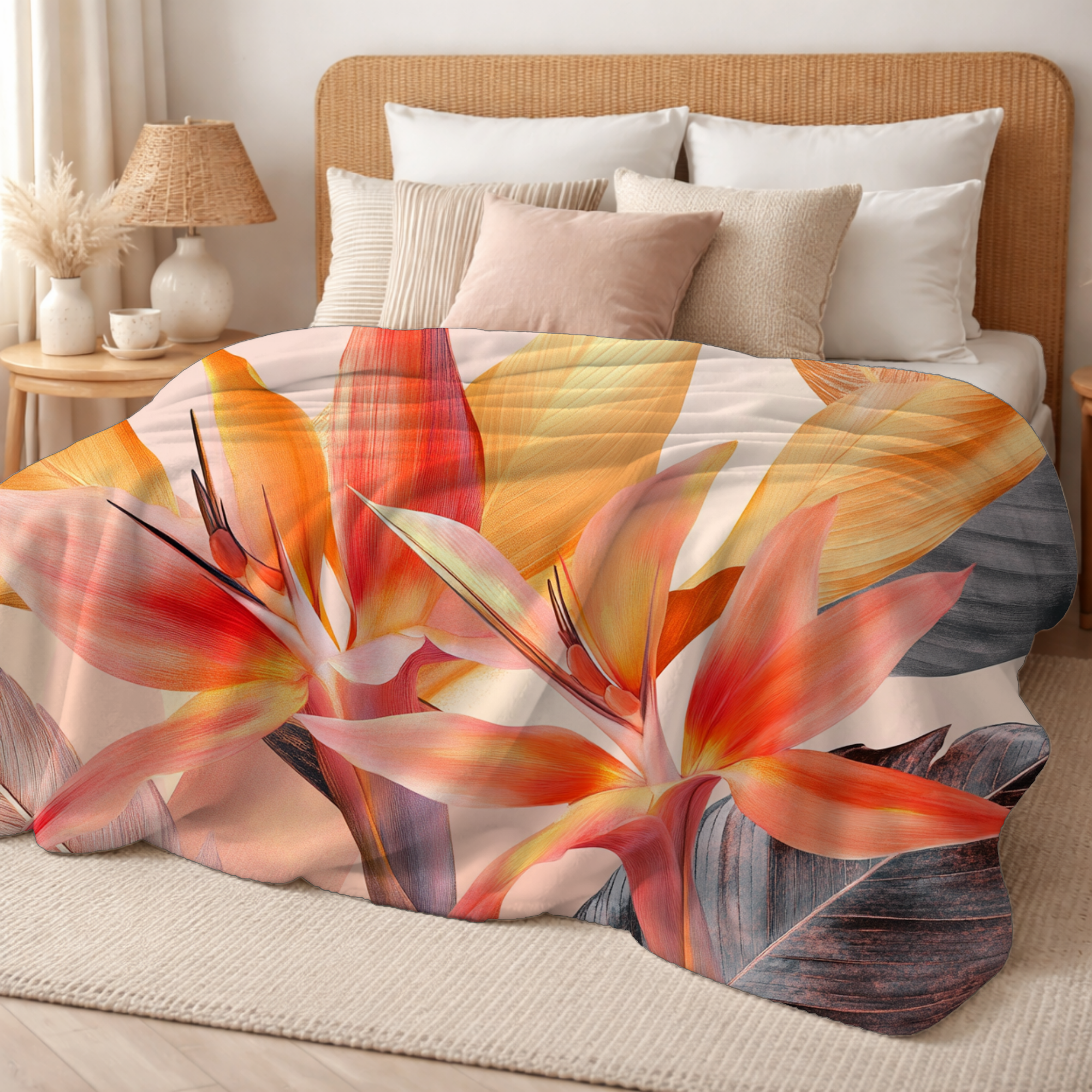 Personalized Tiger Lily Sherpa Blanket with Custom Name