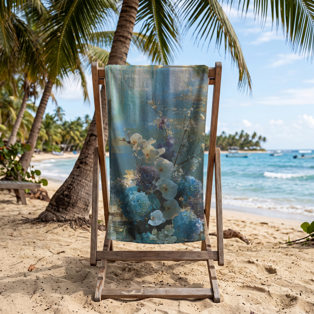 Premium Botanical Beach Towel with Custom Name