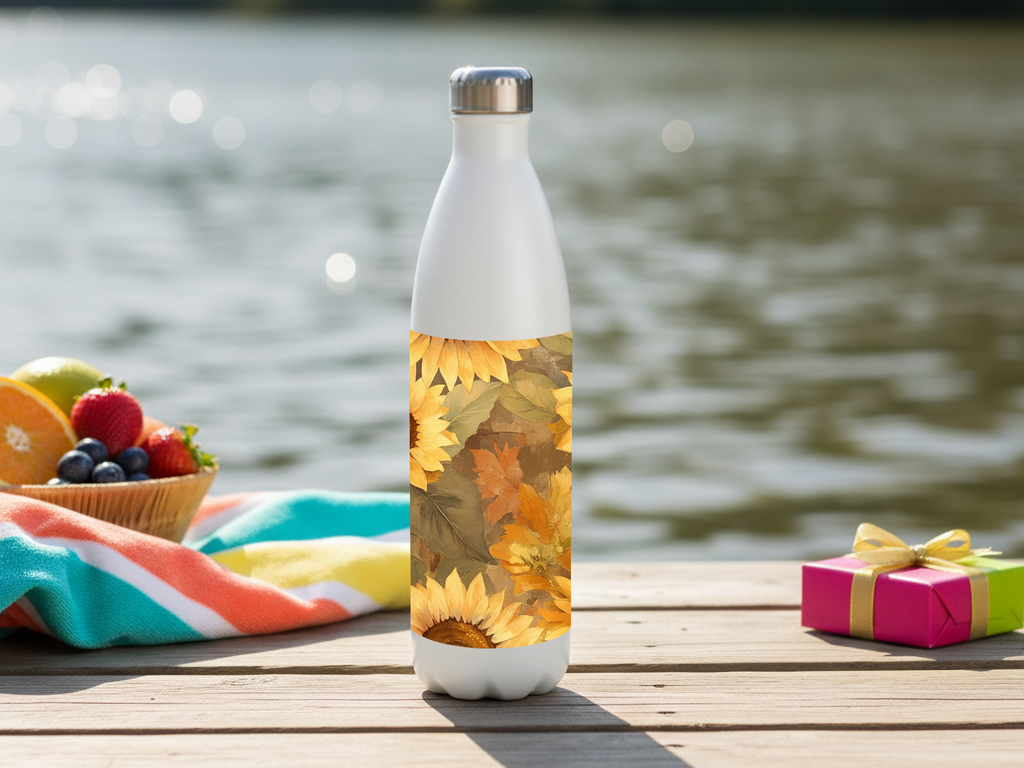 Sunflower Stainless Steel Water Bottle Personalized for Golden Meadow Excursions