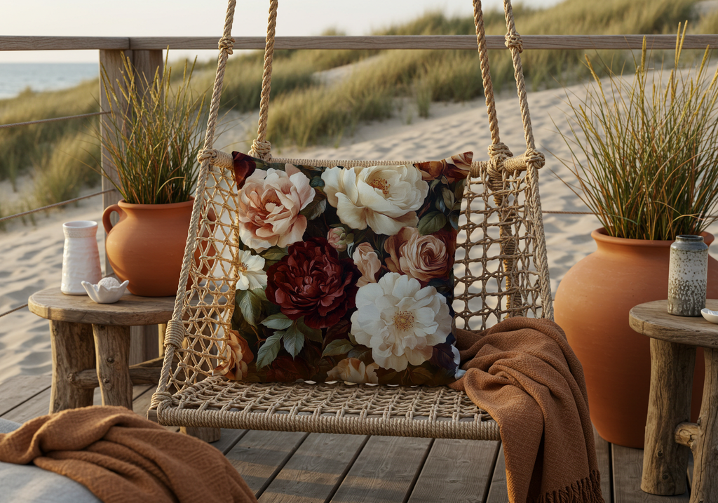 Personalized Garden Rose Pavilion Pillow with Custom Name