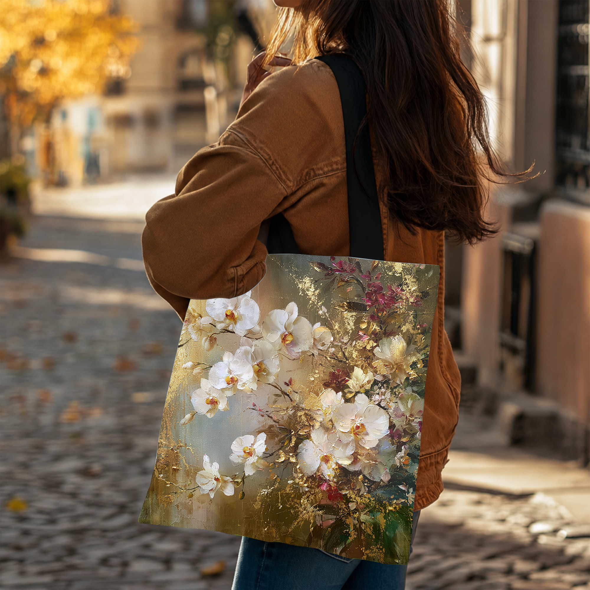 Custom Floral Garden Tote Bag with Personalized Name for Shopping & Everyday Carry