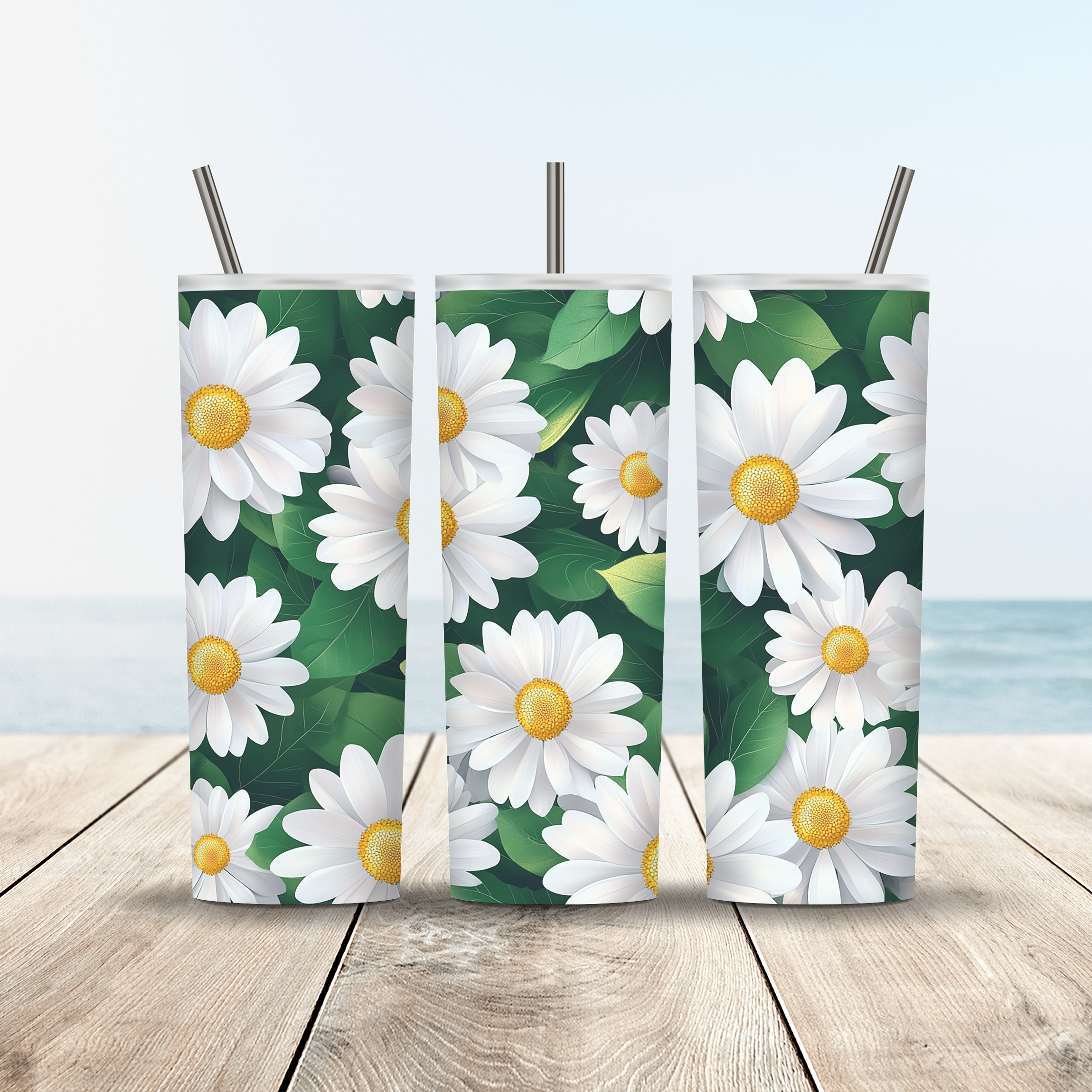 Personalized Botanical Drink Tumbler with Custom Floral Name Design