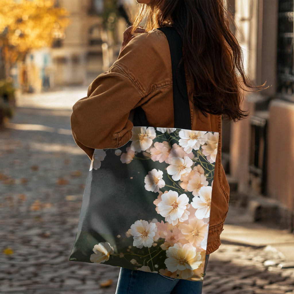 Custom Botanical Carry Tote Bag with Personalized Name for Shopping & Travel