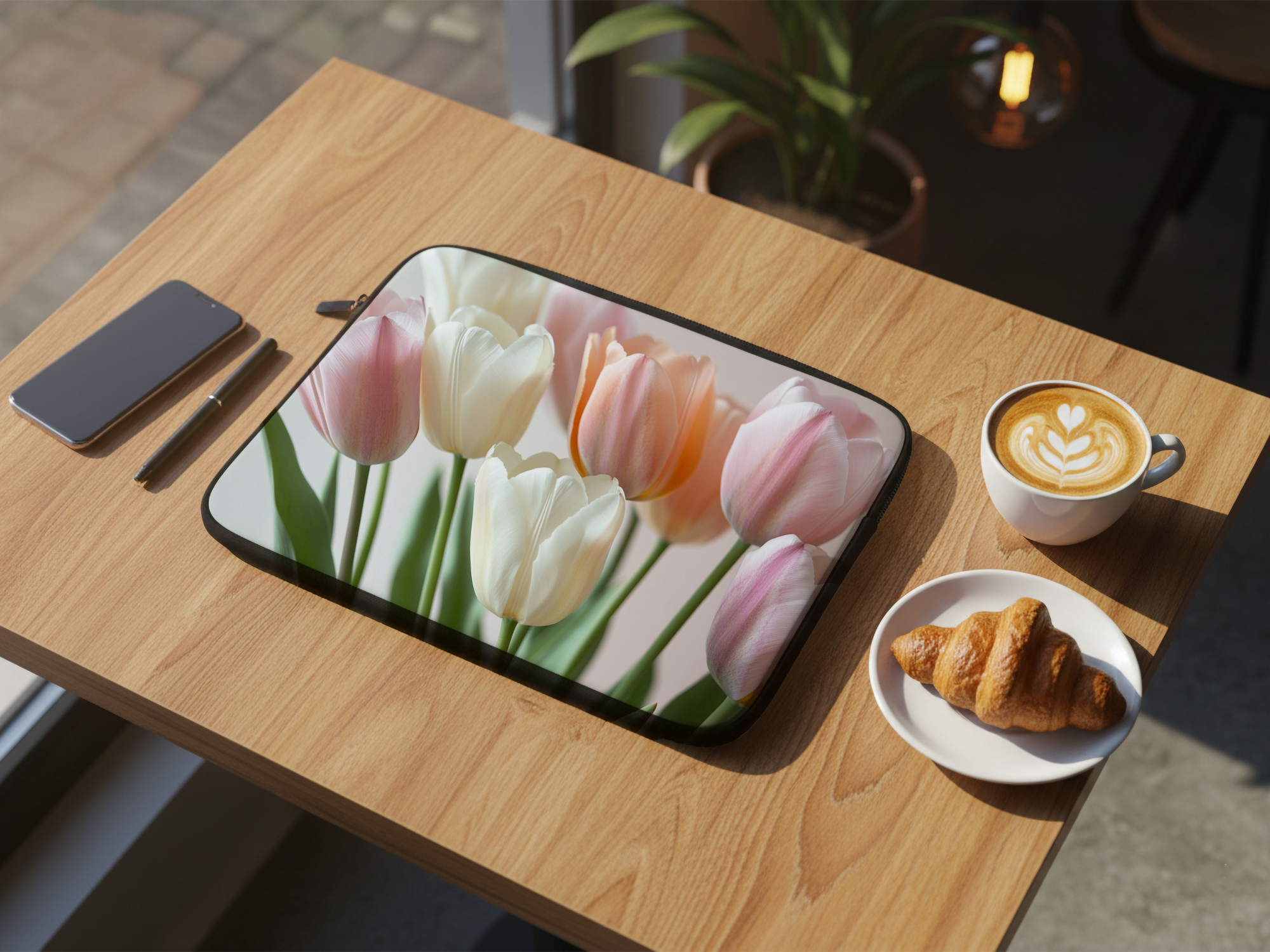 Custom Tulip Blossom Laptop Sleeve for Nature Lovers