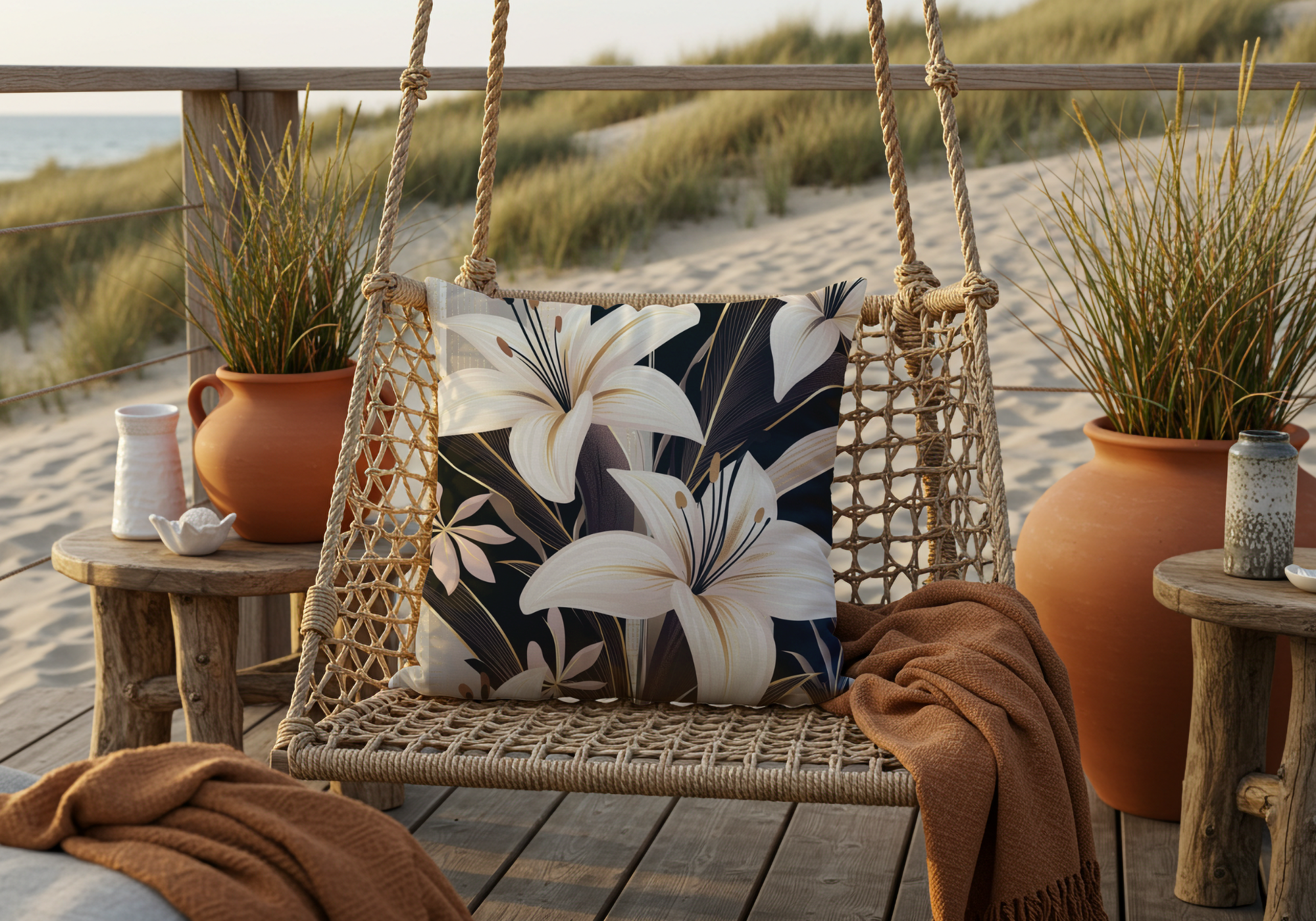 Personalized Oriental Lily Radiance Pillow with Custom Name
