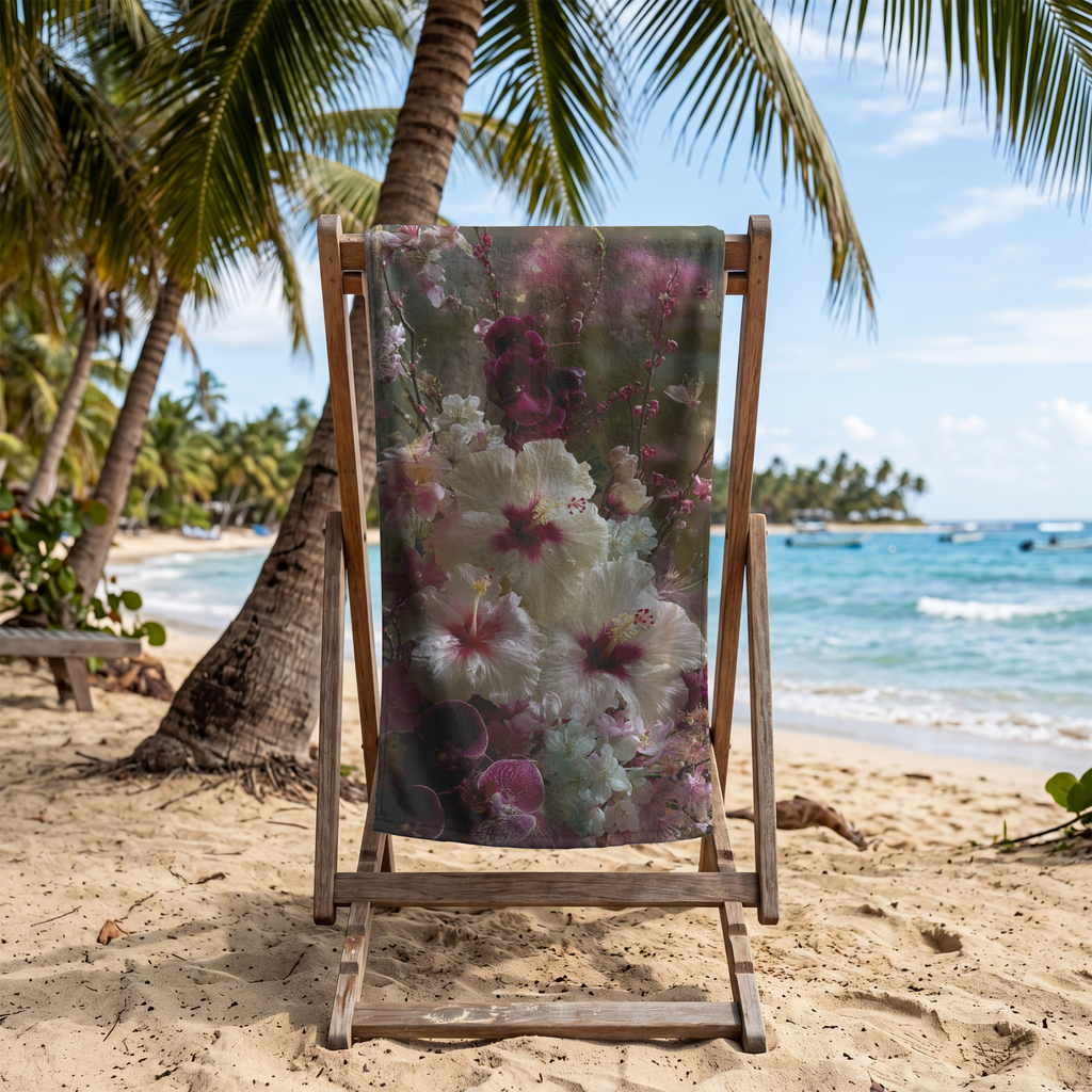 Personalized Floral Bath Towel with Custom Name