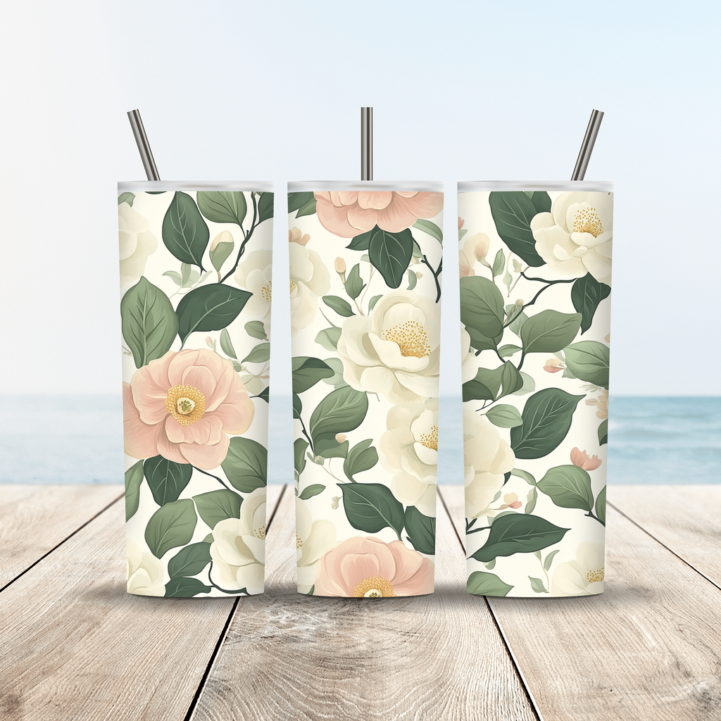 Personalized Garden Bloom Stainless Steel Tumbler with Custom Name
