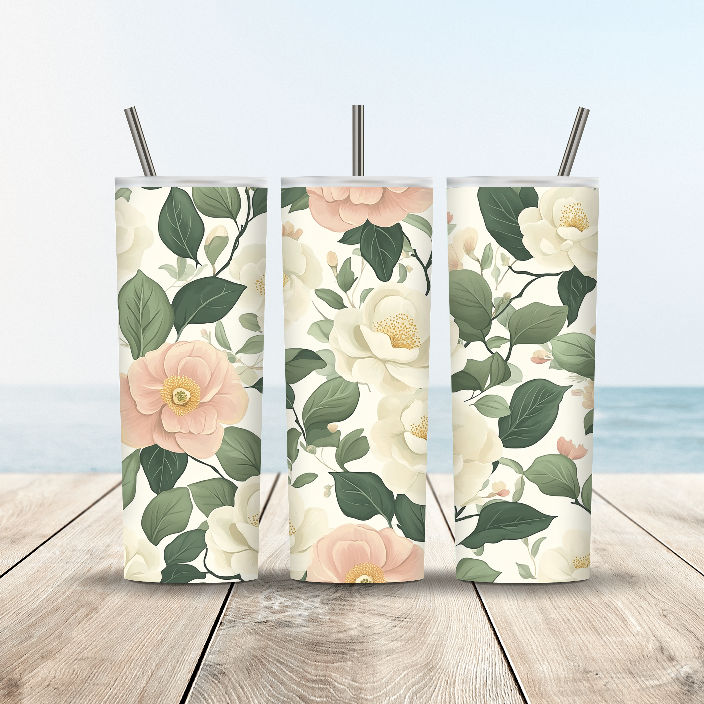 Personalized Garden Bloom Stainless Steel Tumbler with Custom Name