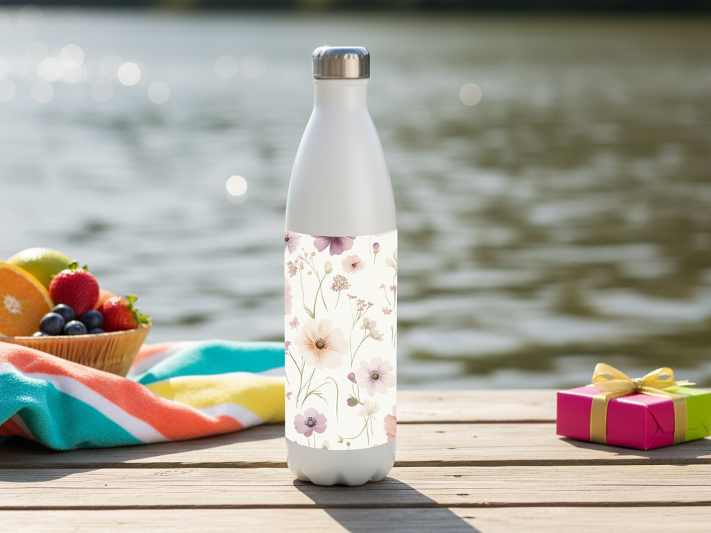 Cosmos Bipinnatus Stainless Steel Water Bottle Personalized for Countryside Bloom Travels