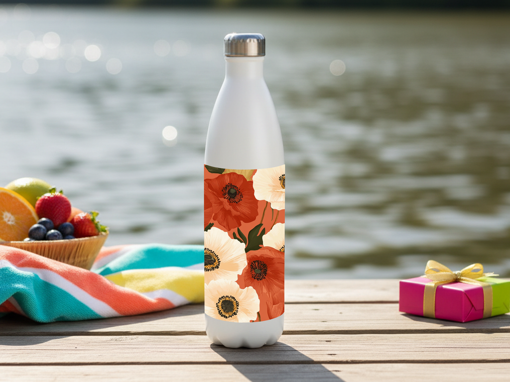 Custom Anemone Water Bottle Personalized with Name for Floral Enthusiasts