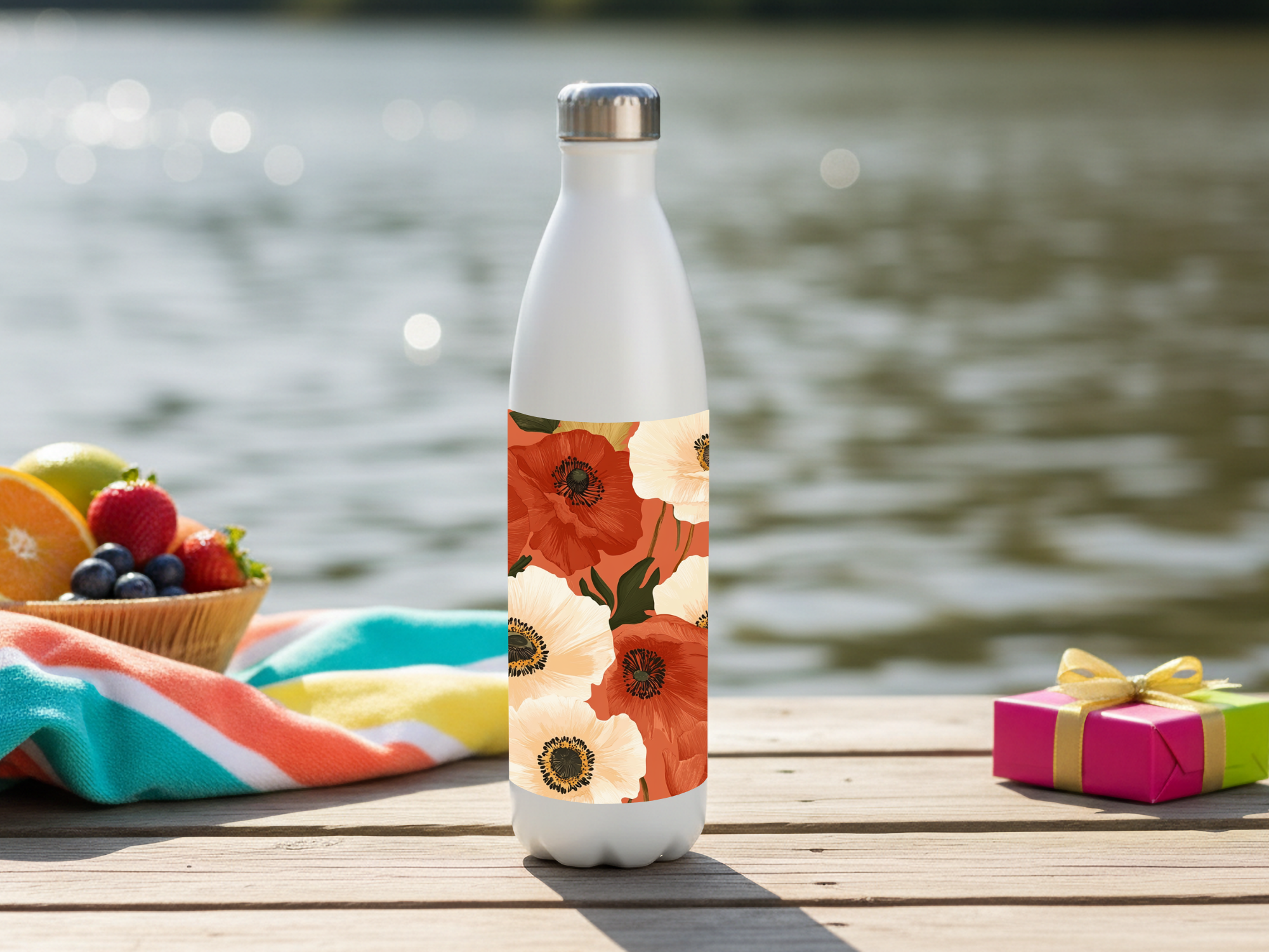 Custom Anemone Water Bottle Personalized with Name for Floral Enthusiasts