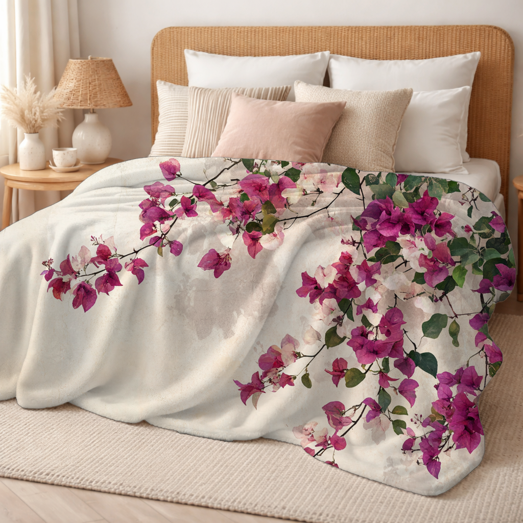 Personalized Meadow Dreams Sherpa Blanket with Floral Artwork
