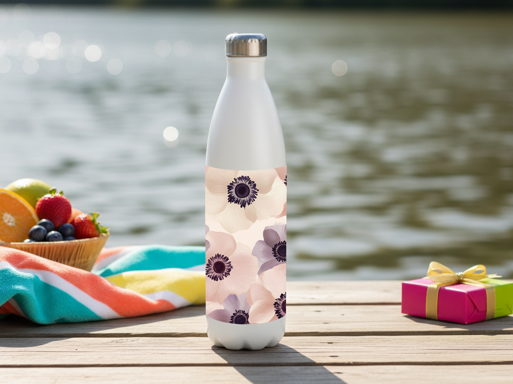 Anemone Blossom Escape Water Bottle with Personalized Name