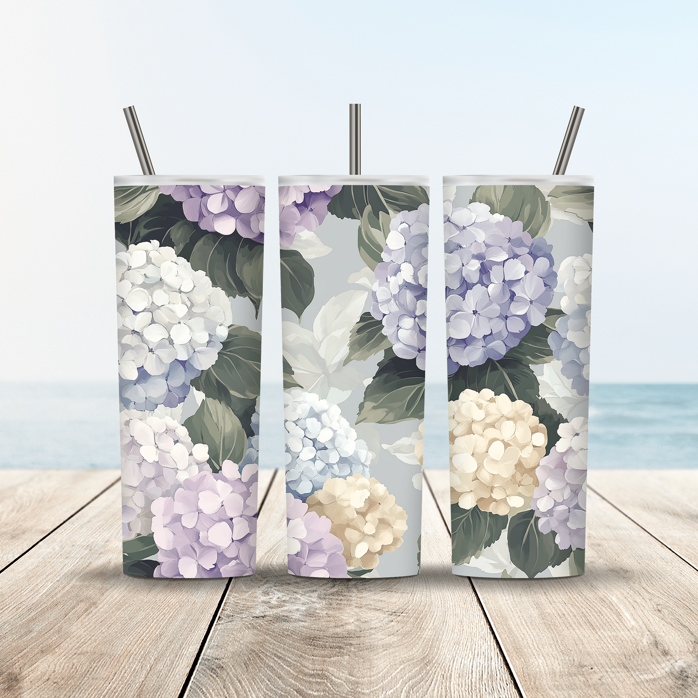 Custom Hydrangea Garden Tumbler with Name, Nature Lover Gift