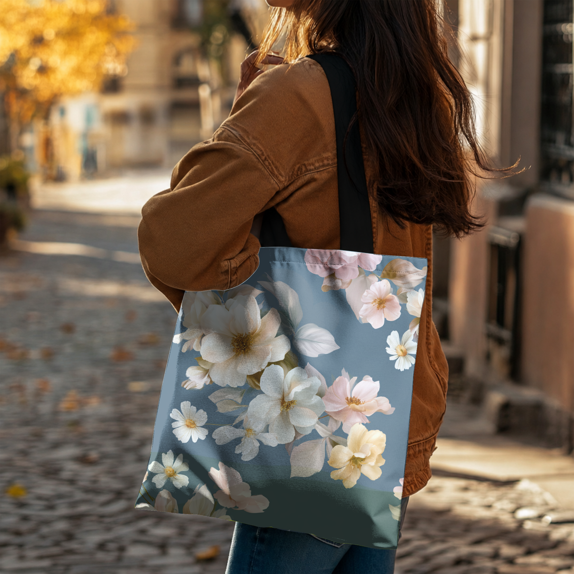 Personalized Botanical Everyday Tote Bag with Custom Name for Shopping & Travel