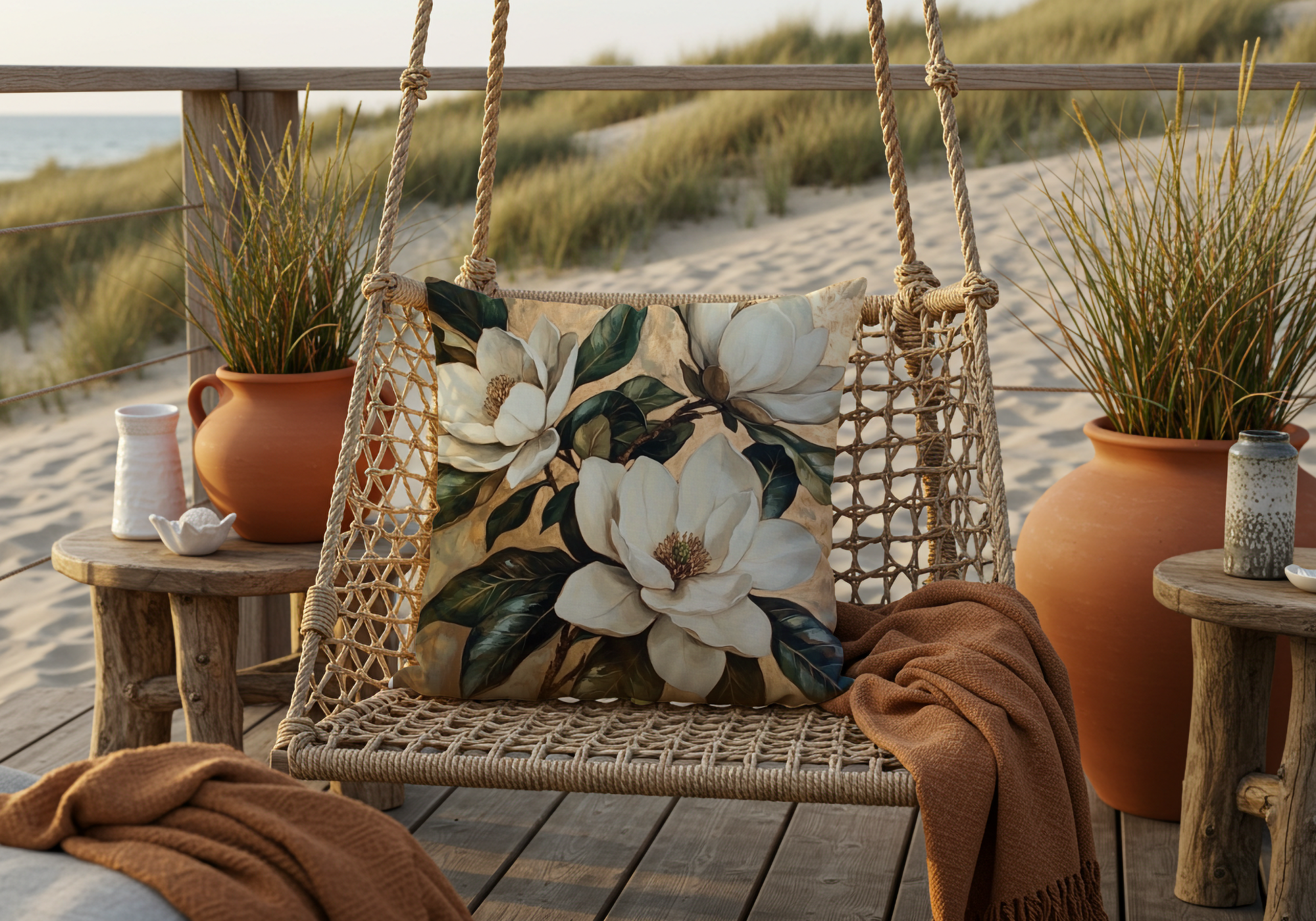 Personalized Magnolia Heritage Pillow with Custom Name
