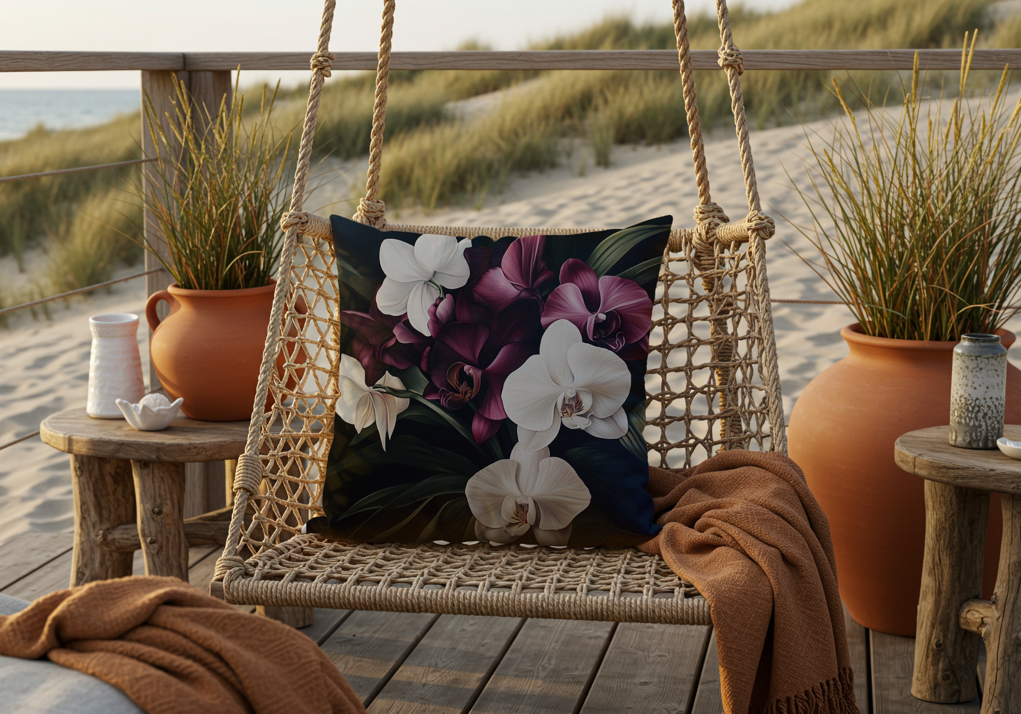 Personalized Orchid Serenity Pillow with Custom Name