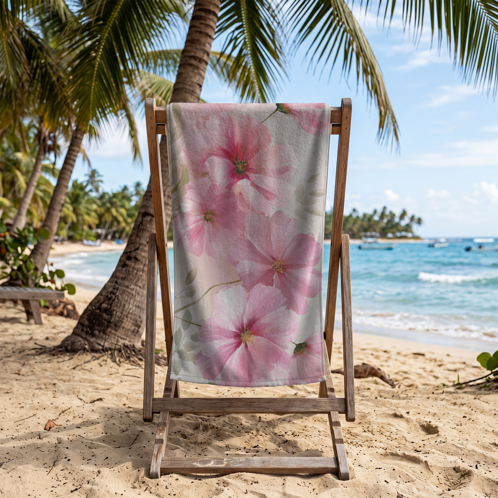 Elegant Floral Beach Towel with Personalized Name