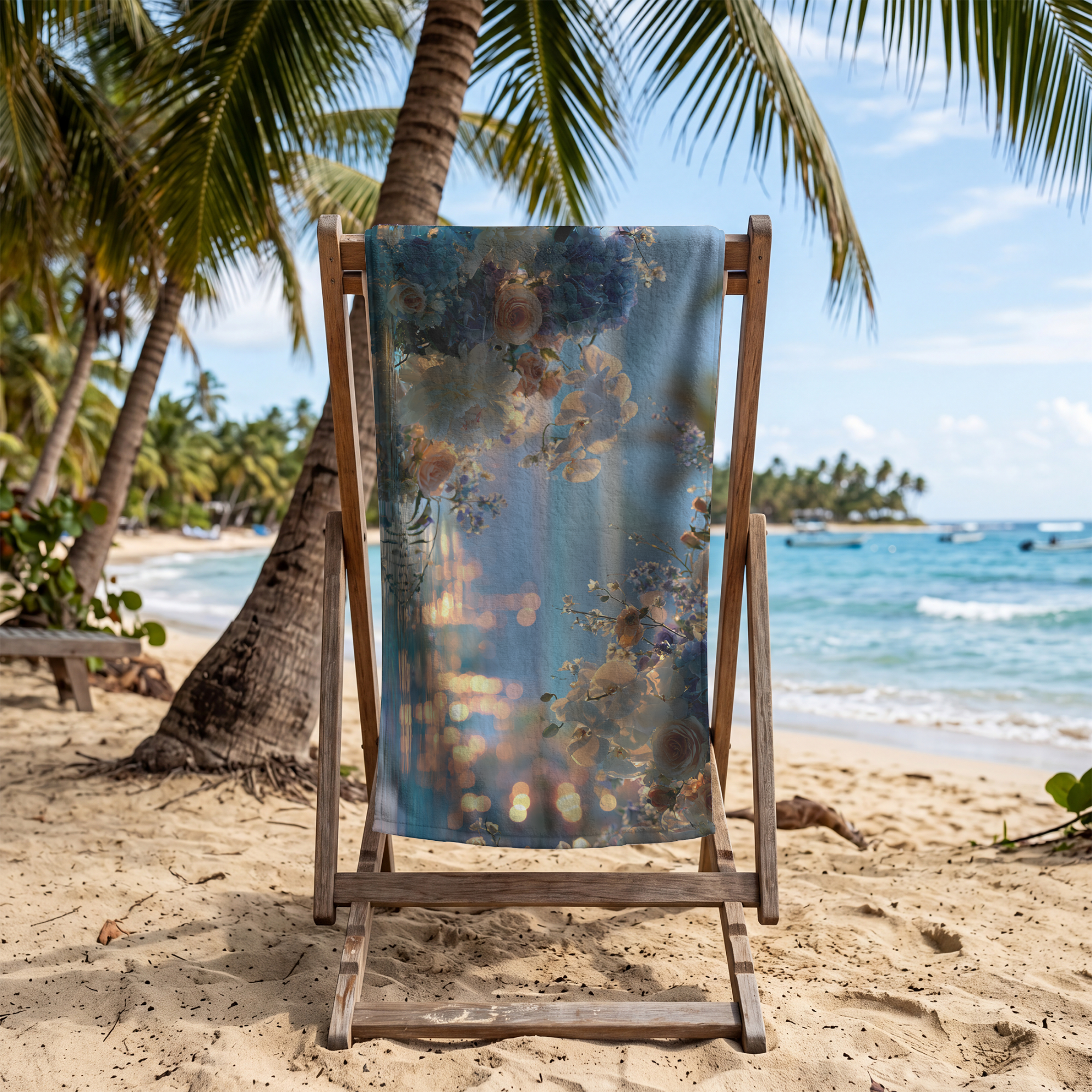 Personalized Botanical Beach Towel with Custom Name