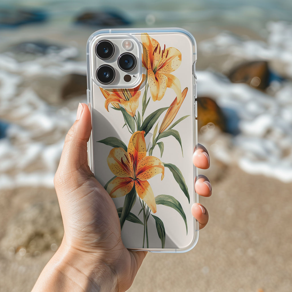Personalized Tiger Lily iPhone Case with Custom Name